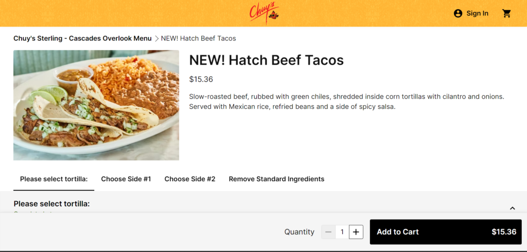 Chuy's Add To Cart
