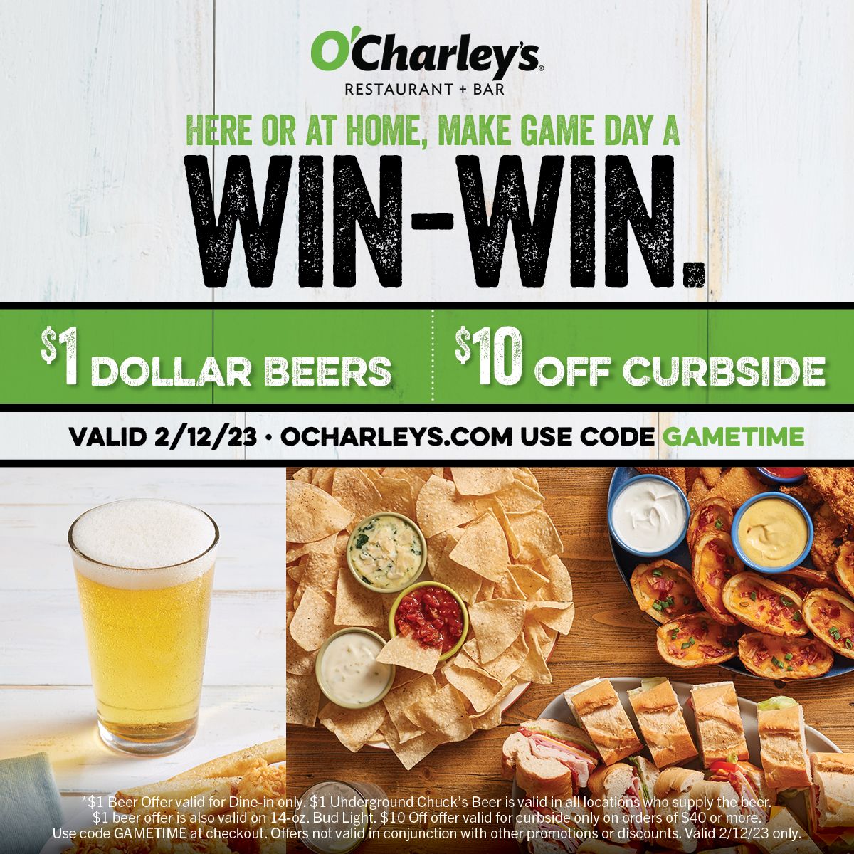 O'Charley's Celebrating Valentine's Day and Super Bowl with Delicious Meals and Deals