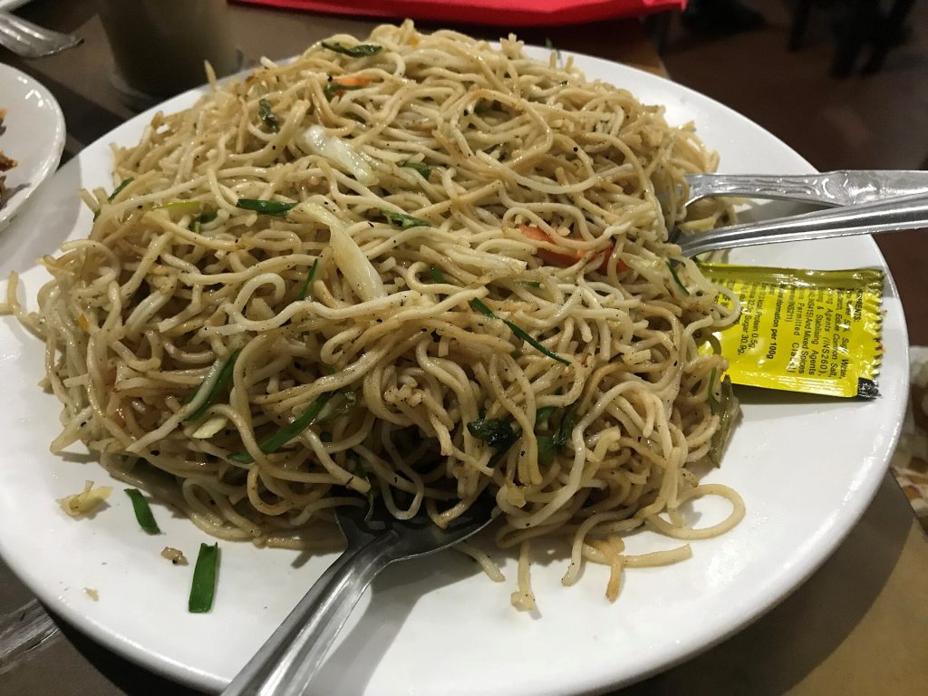 Dried egg noodles ready for the soup