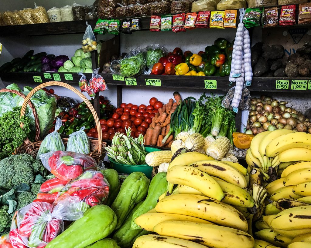 Fresh vegetables on a market stall