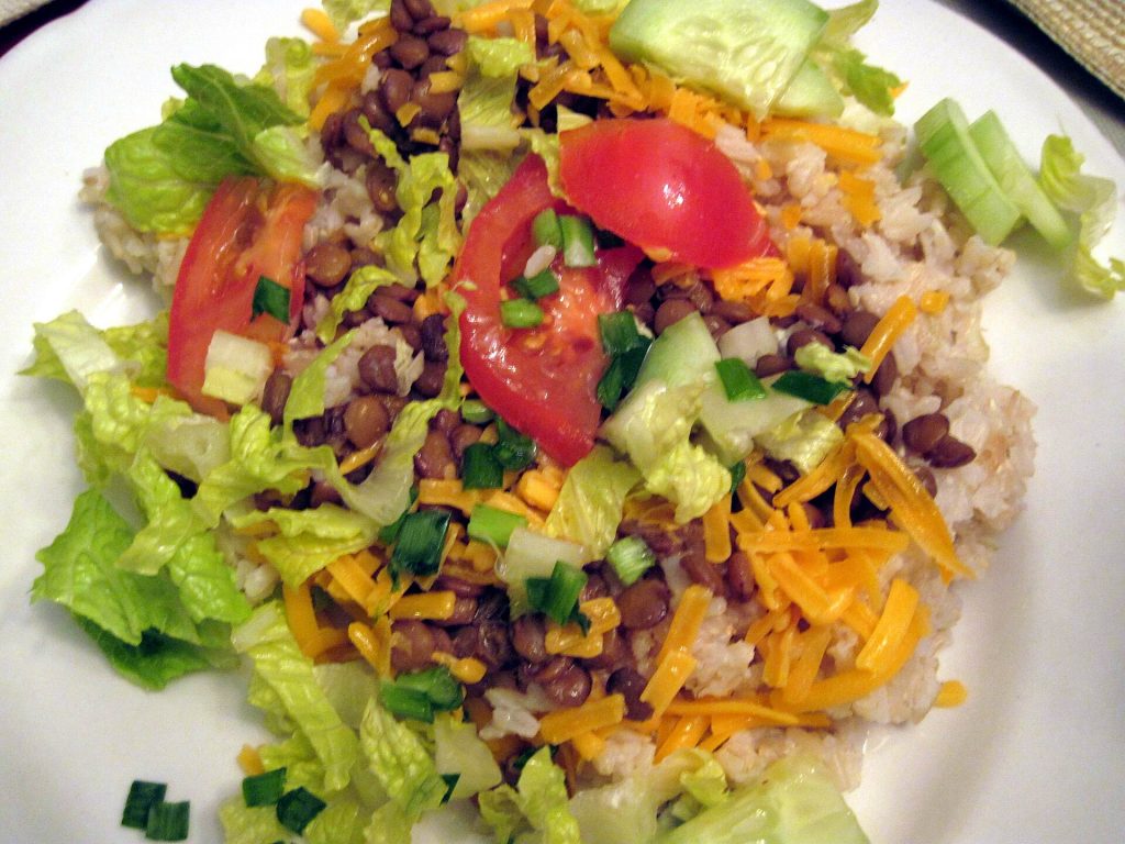 A bowl of cooked lentils ready to serve