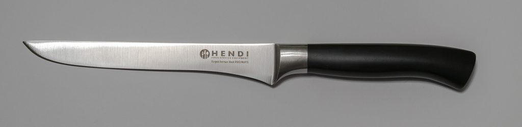 Close-up of a steel kitchen knife blade